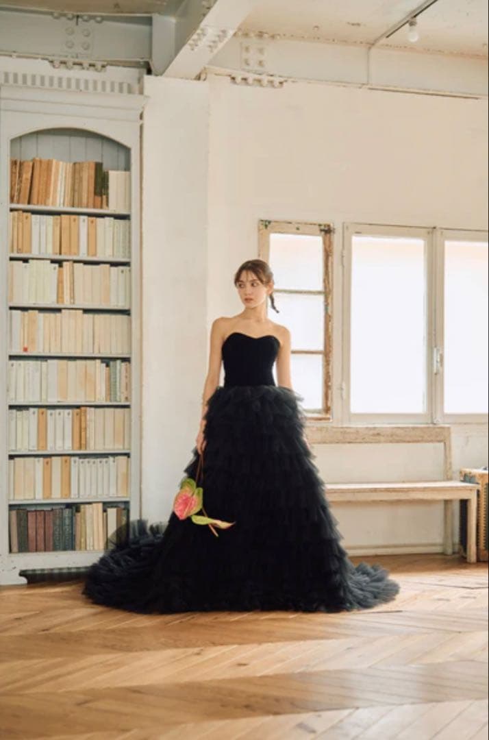 りん様：ドレスプロダクション ベロアチュールティアードドレス W302BK