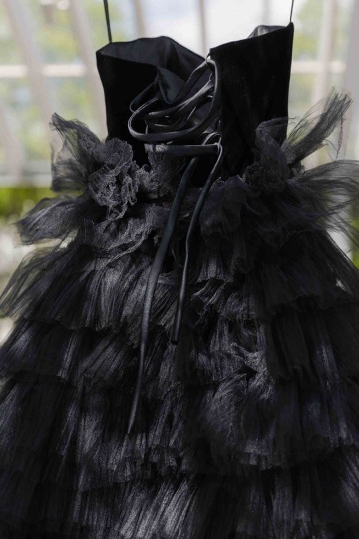 りん様：ドレスプロダクション ベロアチュールティアードドレス W302BK