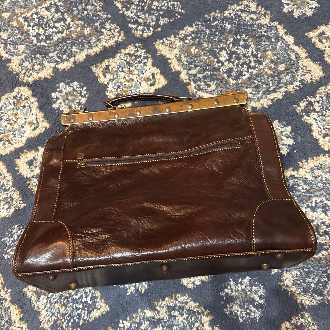ダークブラウン レザー ボストンバッグ MADE IN ITALY