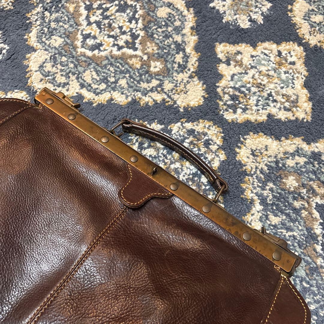 ダークブラウン レザー ボストンバッグ MADE IN ITALY