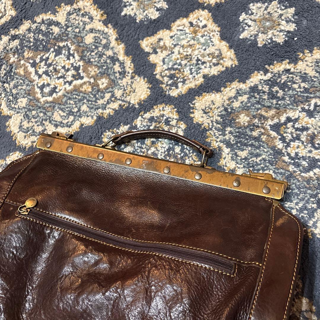 ダークブラウン レザー ボストンバッグ MADE IN ITALY