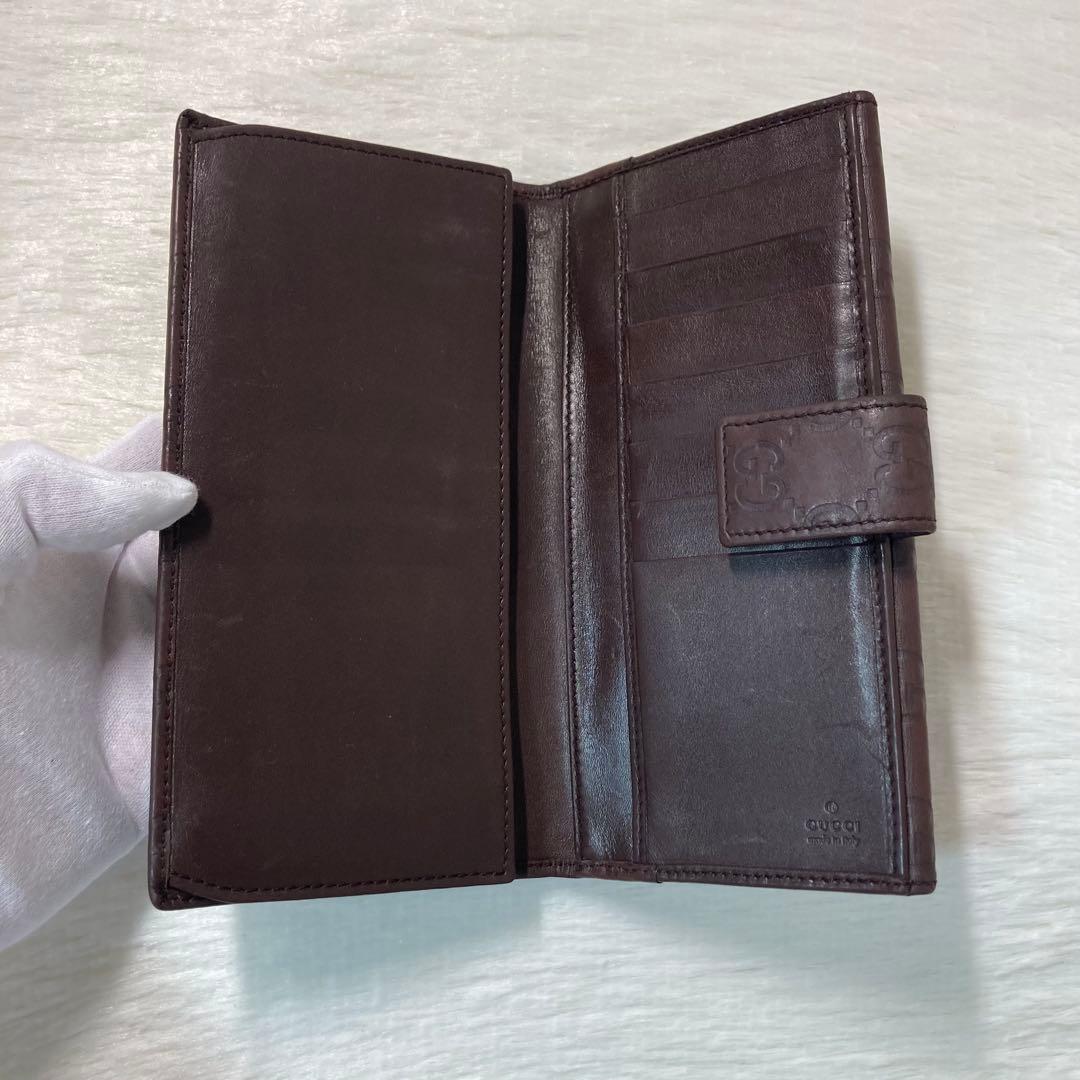 本日限定　GUCCI グッチ　長財布　二つ折り　シマレザー　茶色　ゴールド金具