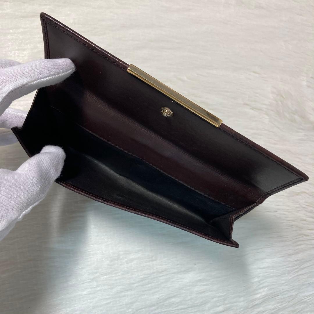 本日限定　GUCCI グッチ　長財布　二つ折り　シマレザー　茶色　ゴールド金具