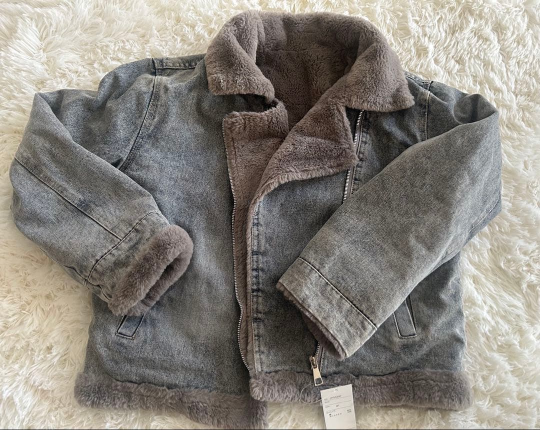 渡辺美奈代セレクトショップ　 デニムファージャケット　グレー