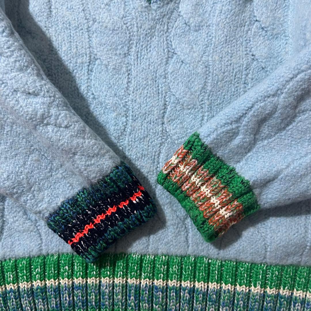 完売品 Lacoste デコラティブリブニットチルデンセーター ウール ロゴあり