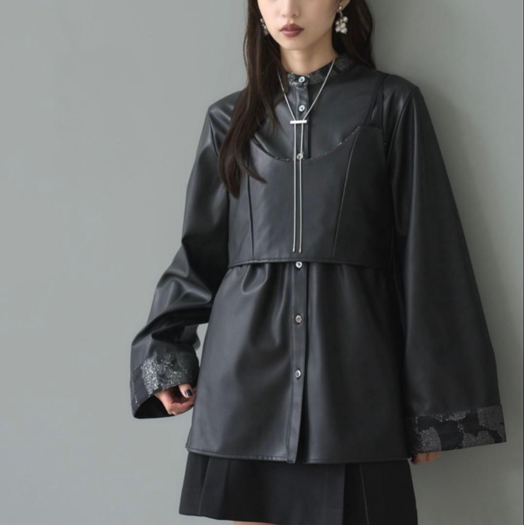 【美品】HARE 2Pビスチェ　イソザイチュニックシャツ &ビスチェセット　黒