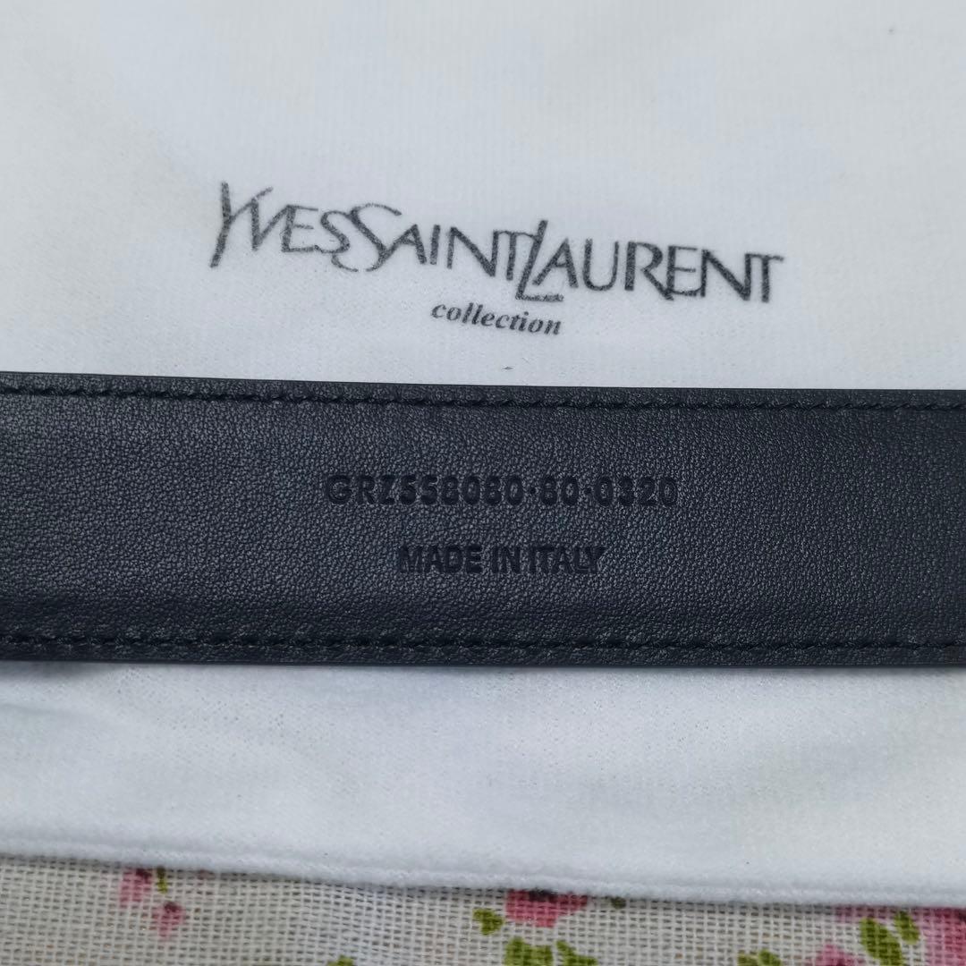 【SAINT LAURENT】YSLモノグラムロゴ レザーベルト 95cm