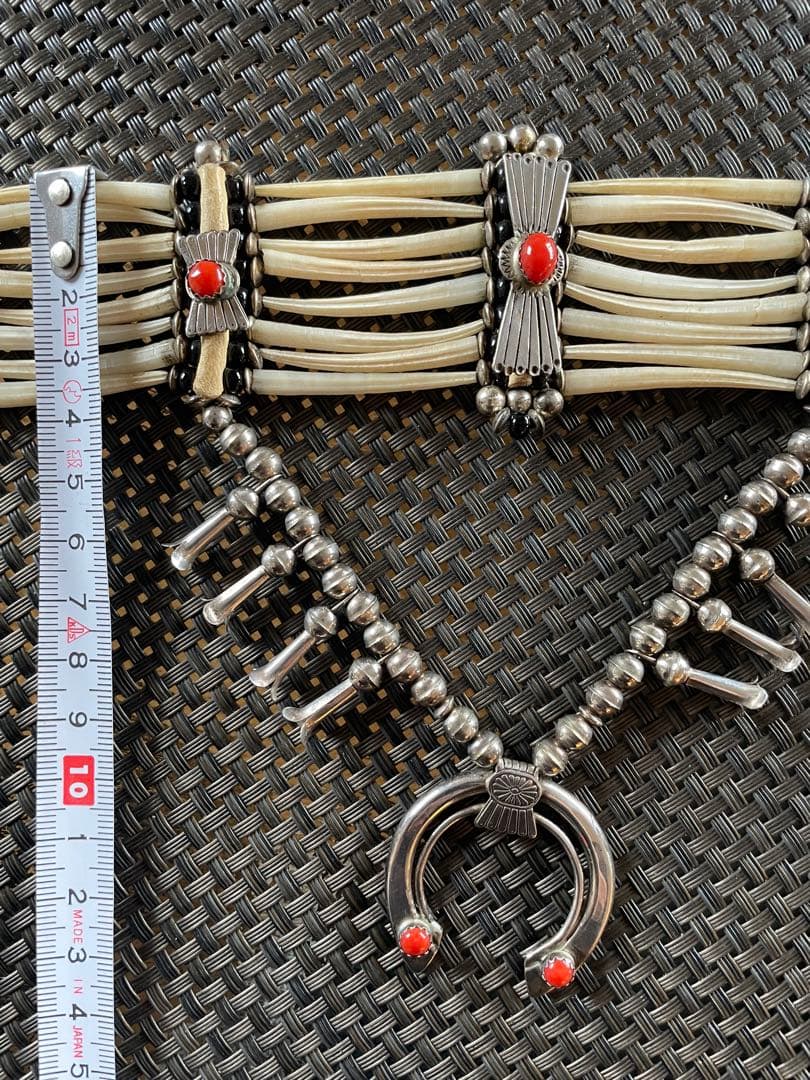 作家物 シルバー925 珊瑚 ボーンチョーカー