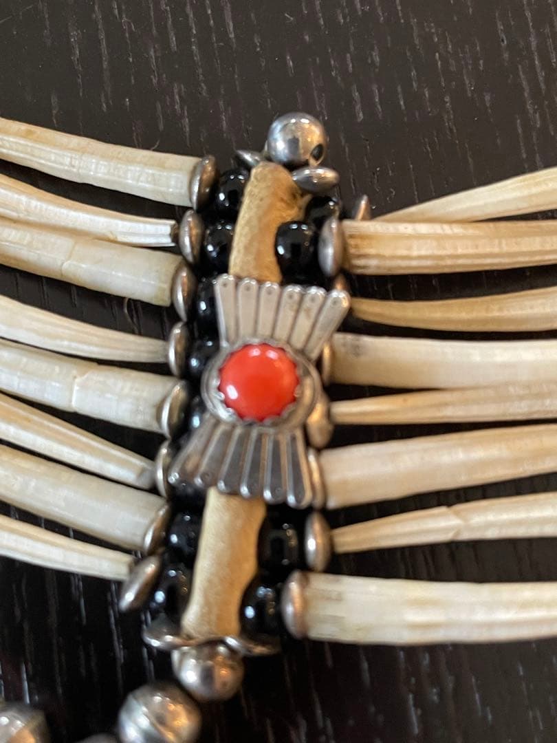 作家物 シルバー925 珊瑚 ボーンチョーカー