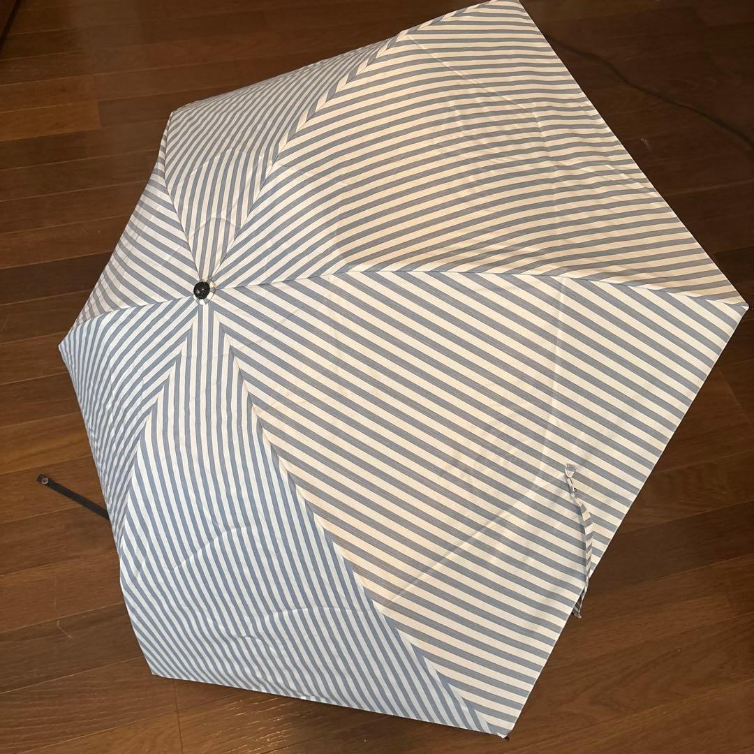 折りたたみ日傘３段折 ストライプ(青＆白)