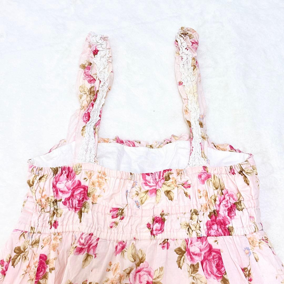 希少✨リズリサ　ワンピース　Aライン　ビッグリボン　レース　花柄　平成　y2k