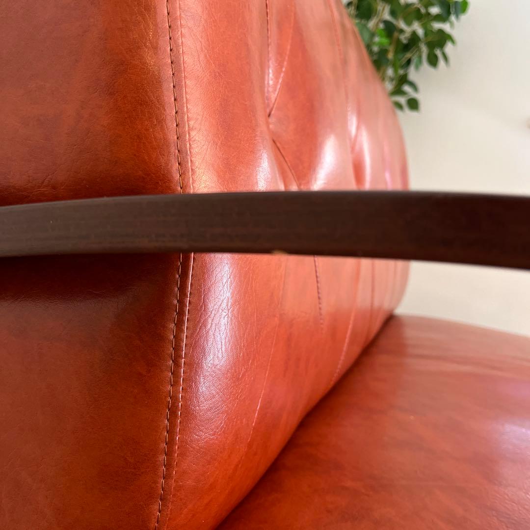 B-COMPANYクールベ 合成皮革 2人掛けソファ ミッドセンチュリー