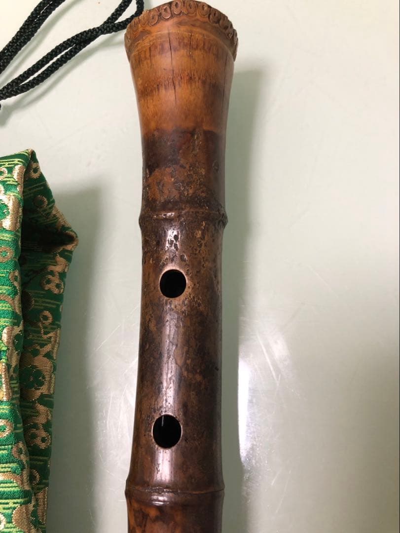 尺八本体 管楽器 雅楽 和楽器 竹製 5穴 約55cm ケース付き