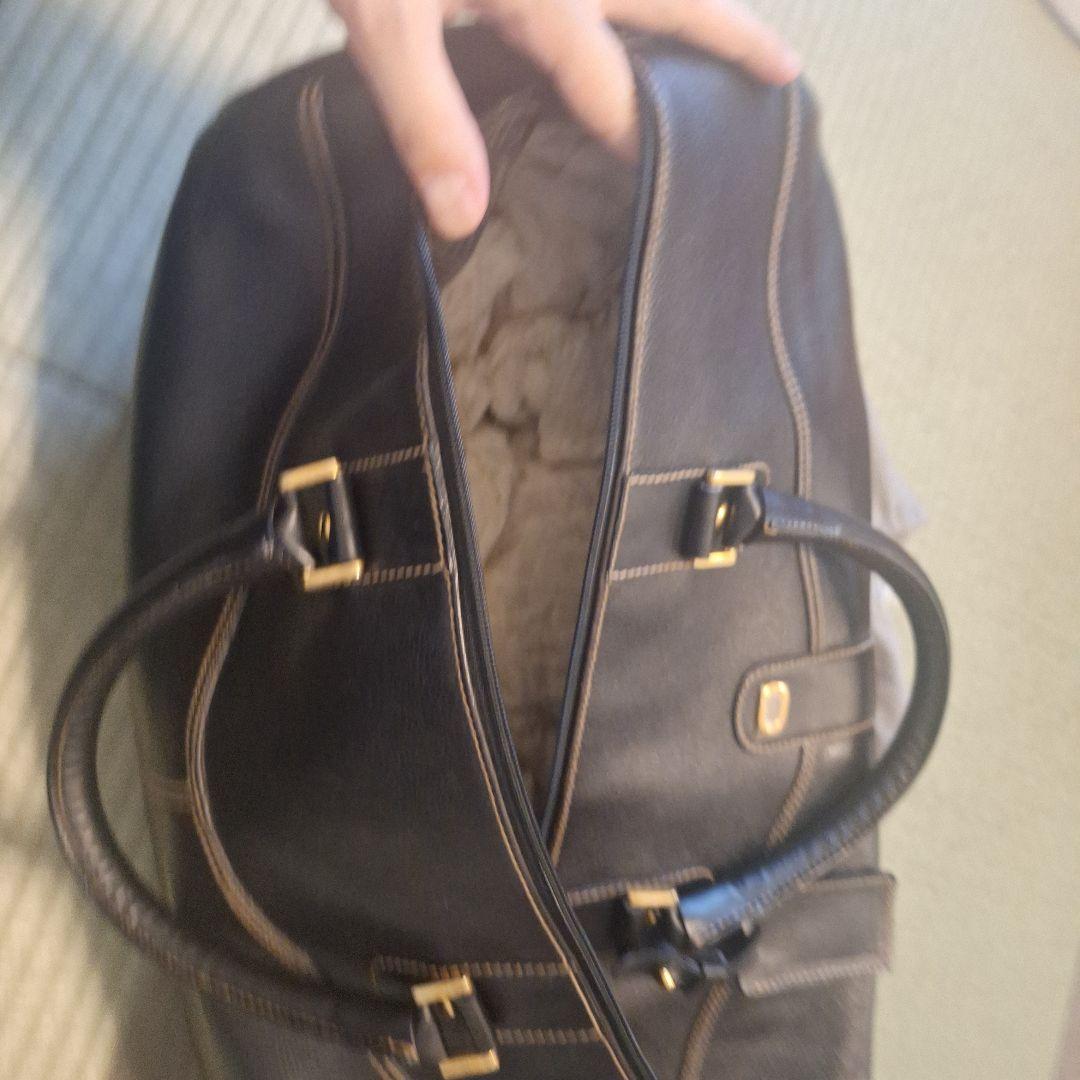 dunhill 黒 レザー ボストンバッグ