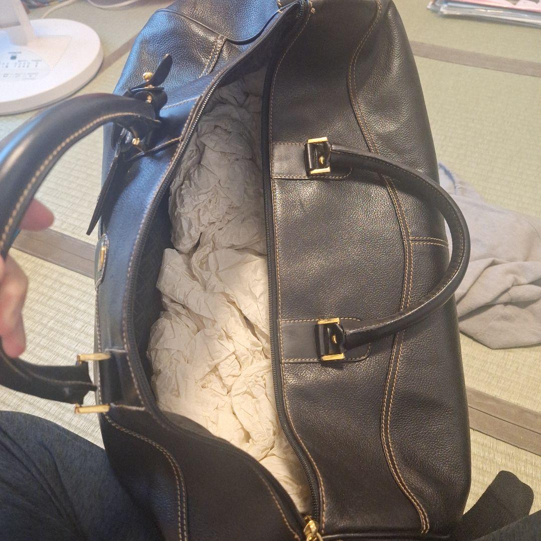 dunhill 黒 レザー ボストンバッグ