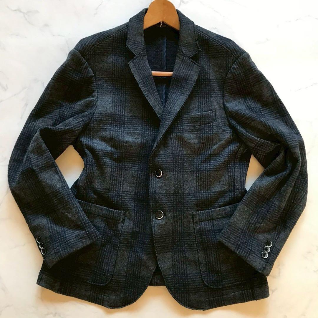 美品/XLサイズ✨エディフィス テーラードジャケット チェック 上質ウール LL