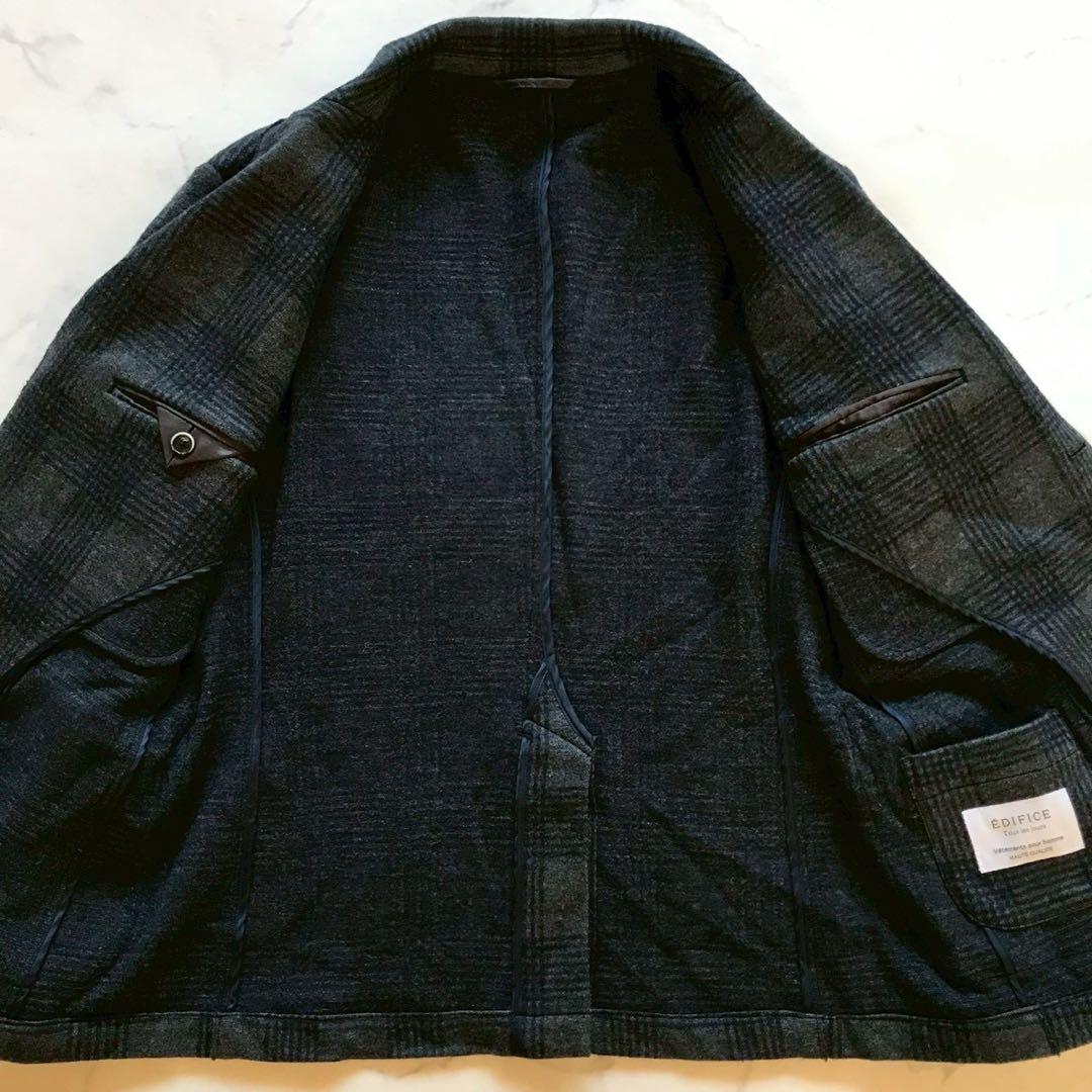 美品/XLサイズ✨エディフィス テーラードジャケット チェック 上質ウール LL