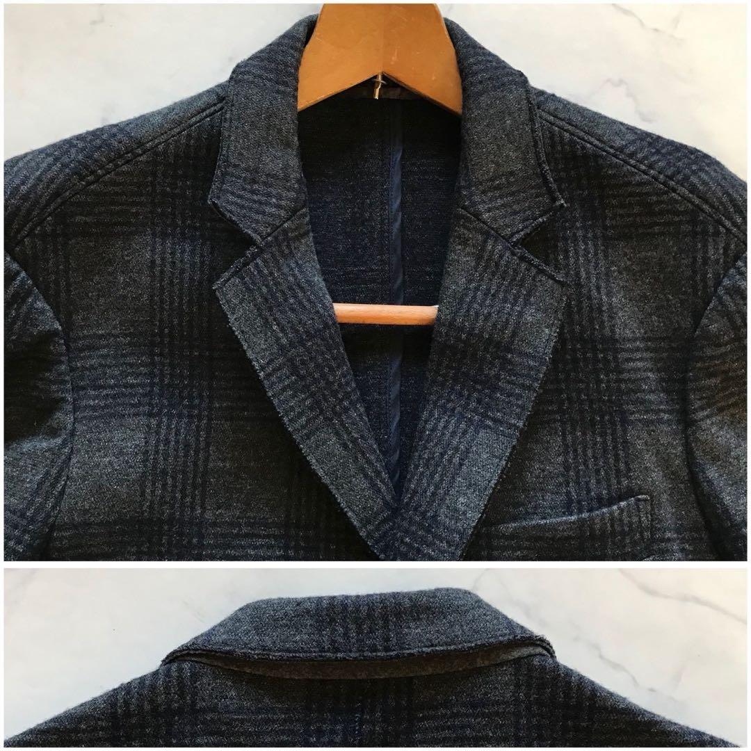 美品/XLサイズ✨エディフィス テーラードジャケット チェック 上質ウール LL