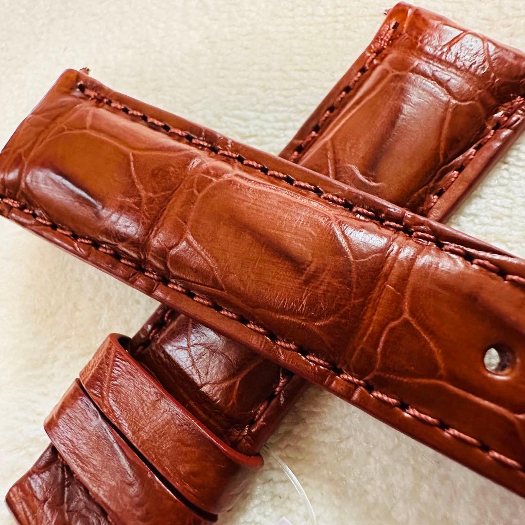 3039#20mm-18mmコニャック★本物クロコダイル腕時計用ベルト★スイス製