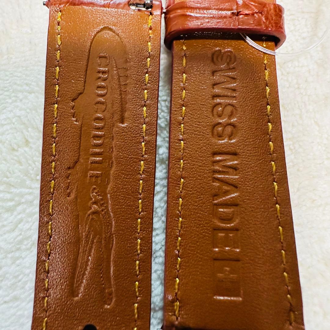 3039#20mm-18mmコニャック★本物クロコダイル腕時計用ベルト★スイス製