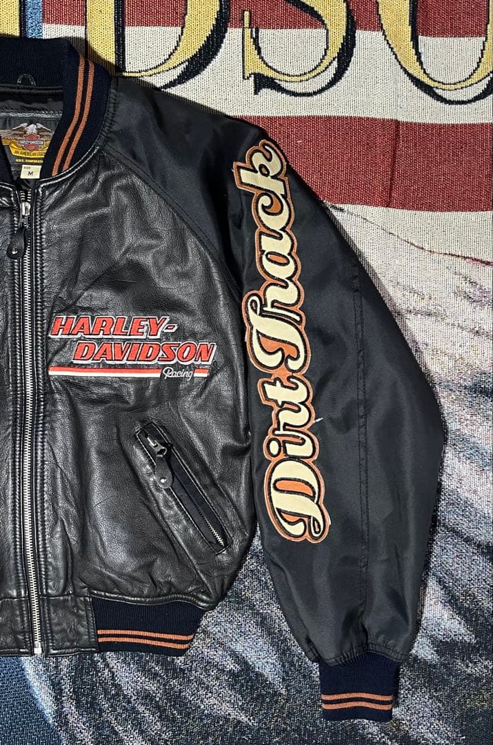 【激レア】90s ハーレーダビッドソン レザー 黒スタジャン