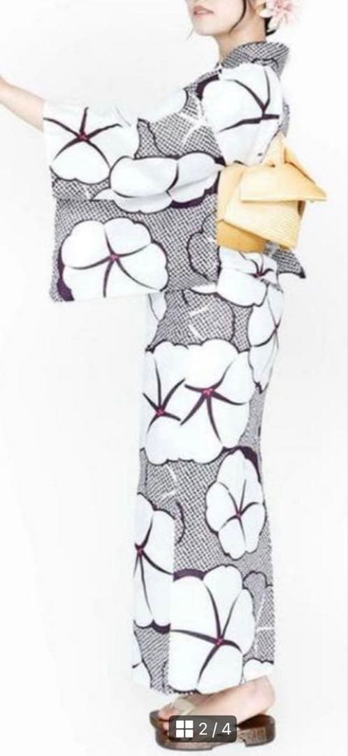 新品未使用☆浴衣☆綿麻☆朝顔☆帯付き☆大人