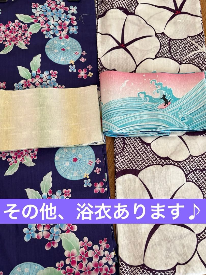 新品未使用☆浴衣☆綿麻☆朝顔☆帯付き☆大人