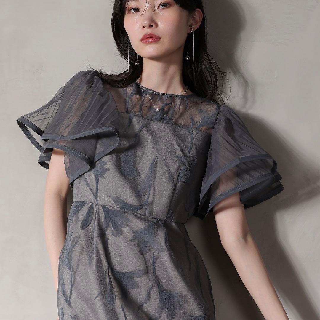 kana シアー素材 フラワー刺繍 ワンピース ドレス 結婚式 オケージョン