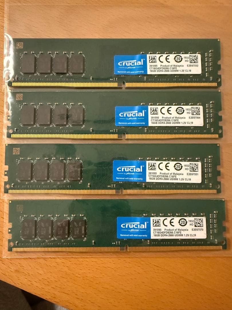 Crucial 16GB×4枚 計64GB DDR4-2666 CL19