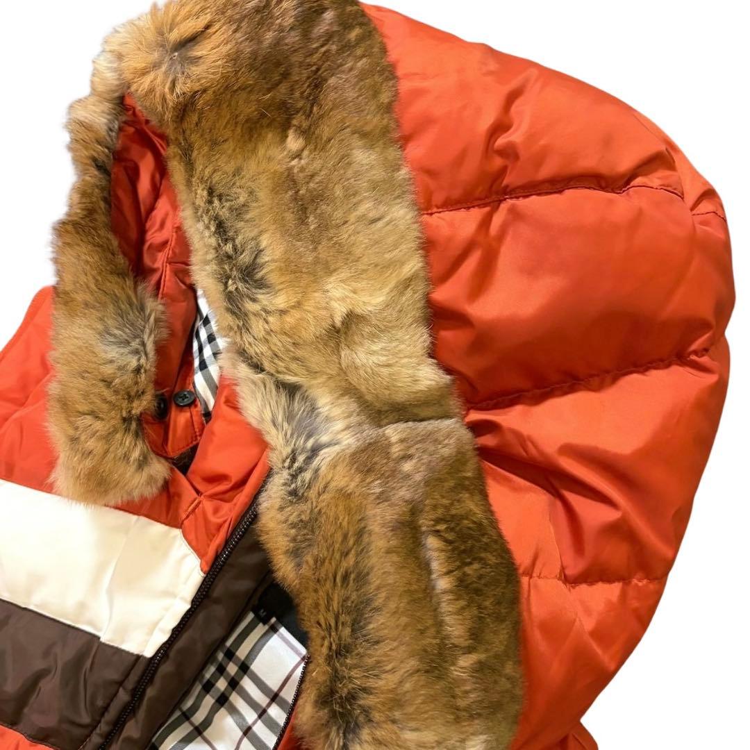 バーバリーブラックレーベル ダウンベスト ノバチェック フード M ホースロゴ