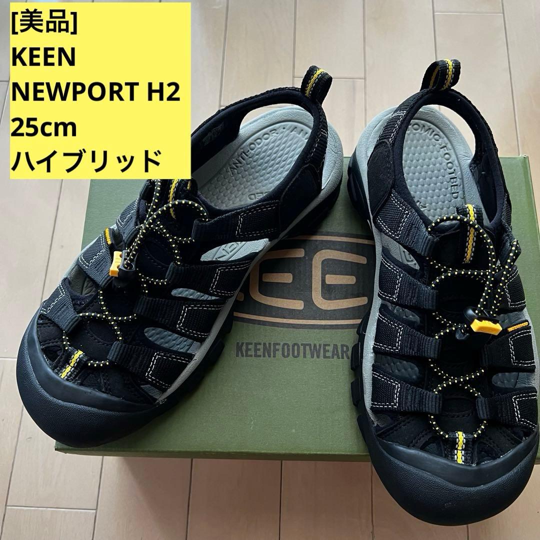KEEN ニューポートH2 25cm サンダル ブラック イエロー