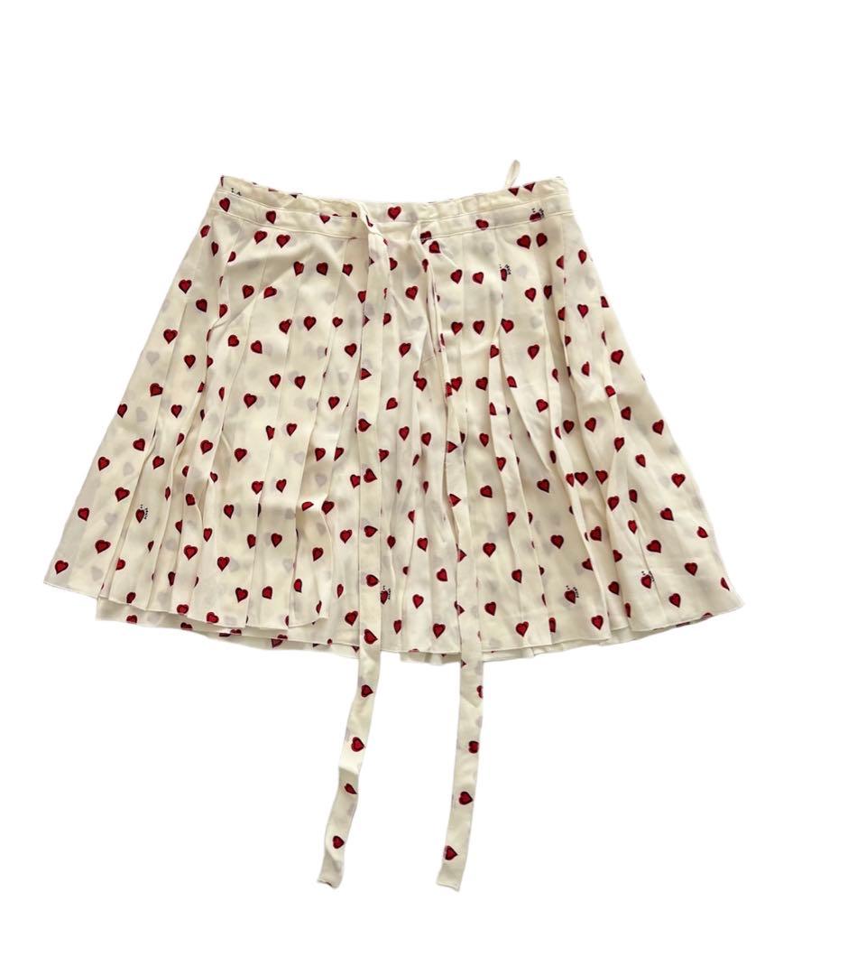 PRADA プラダ ハートプリント プリーツラップスカート 38