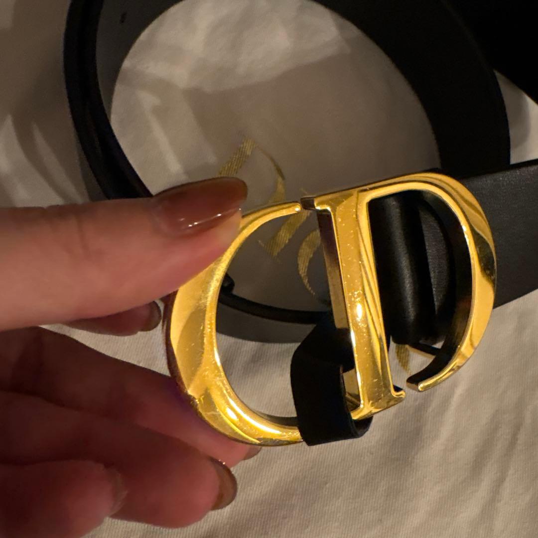 Dior 黒 レザー ベルト 金色バックル　ベルト70