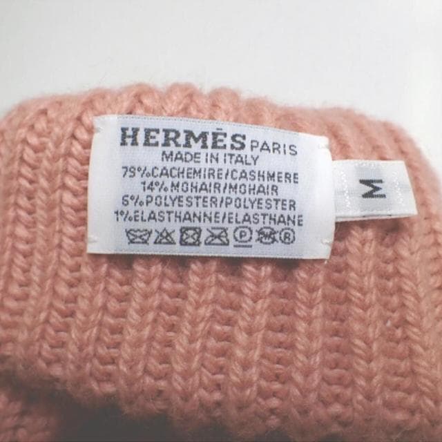 特価 エルメス 手袋 CASHMERE MOHAIR ロゴ 色:ピンクベージュ系