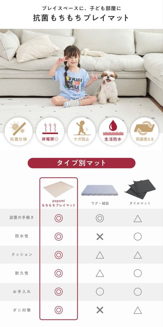 【新品（開封済）】popomi もちもちプレイマット 【マーブル】