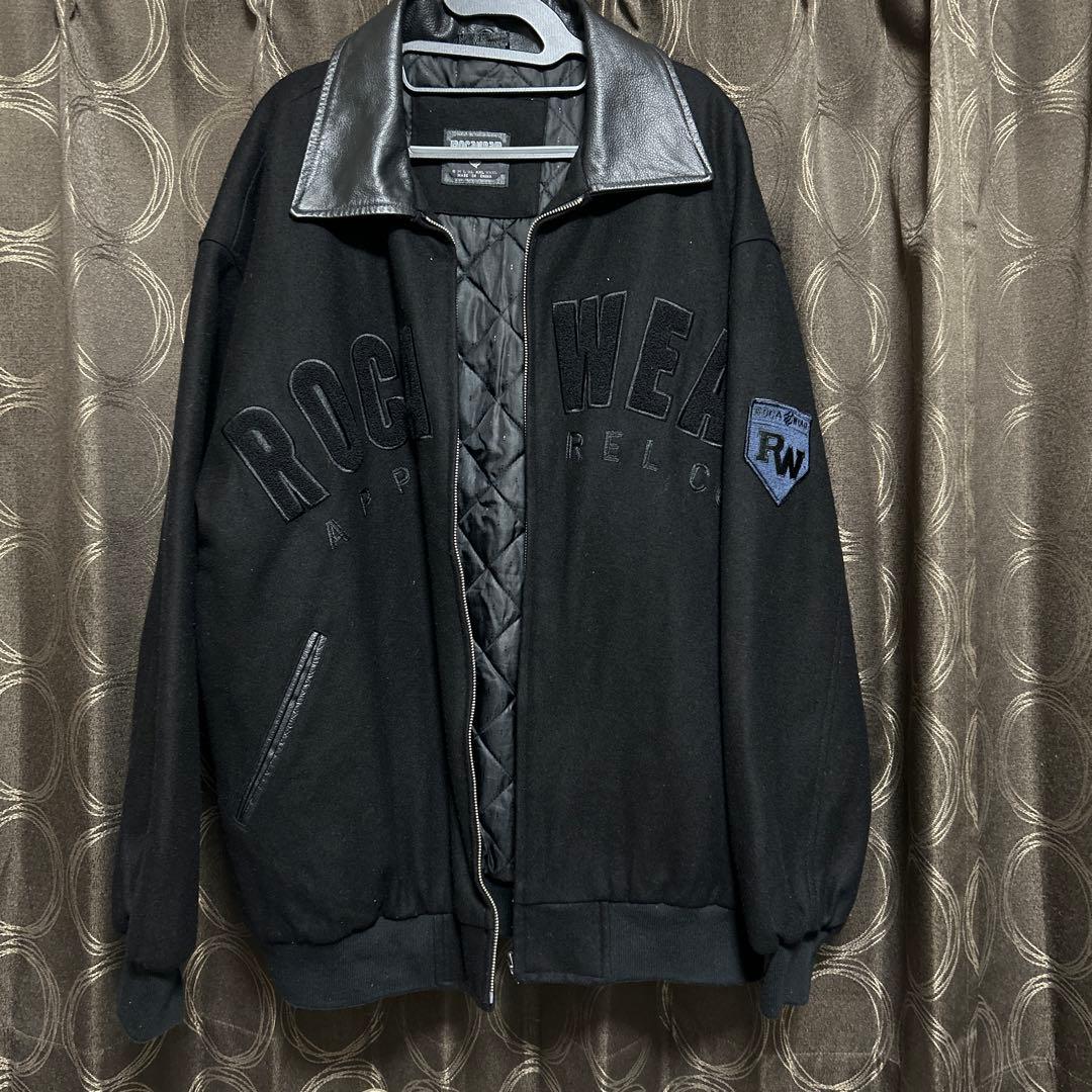 ROCAWEAR 黒 スタジャン ウール 襟レザー HIPHOP b-boy