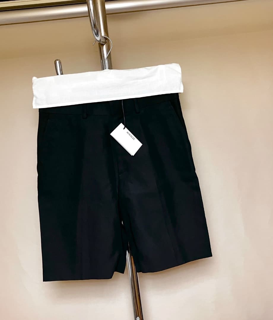 新品 3 auralee 24ss コットンリネンチノショーツ 黒 17937