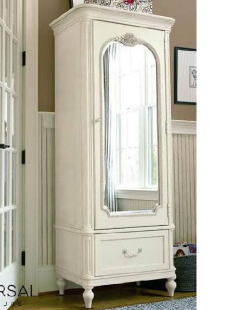 レガシー社　ガブリエラ　ミラー付きワードローブ　アンティーク　ホワイト　チェスト