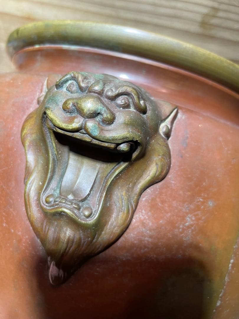 専用　義正　唐子　仙徳火鉢　大型　約5.5kg【m195 大正火鉢　仙徳銅器　】