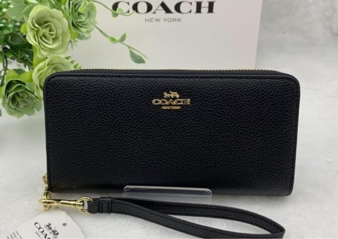新品 COACH コーチ 長財布 ブラックミッドナイト アコーディオン