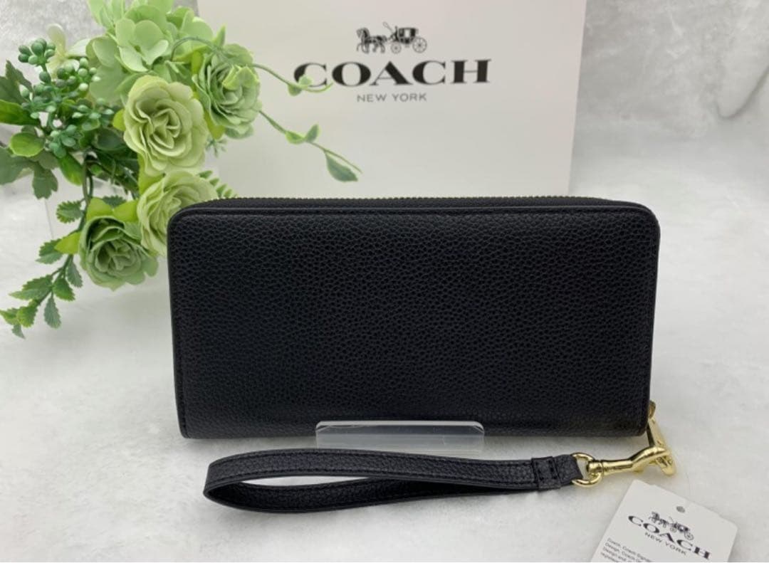 新品 COACH コーチ 長財布 ブラックミッドナイト アコーディオン