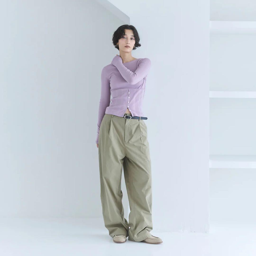 【新品タグ付き】Soft sheerランダムRIBコルセットトップス♡新色モーヴ