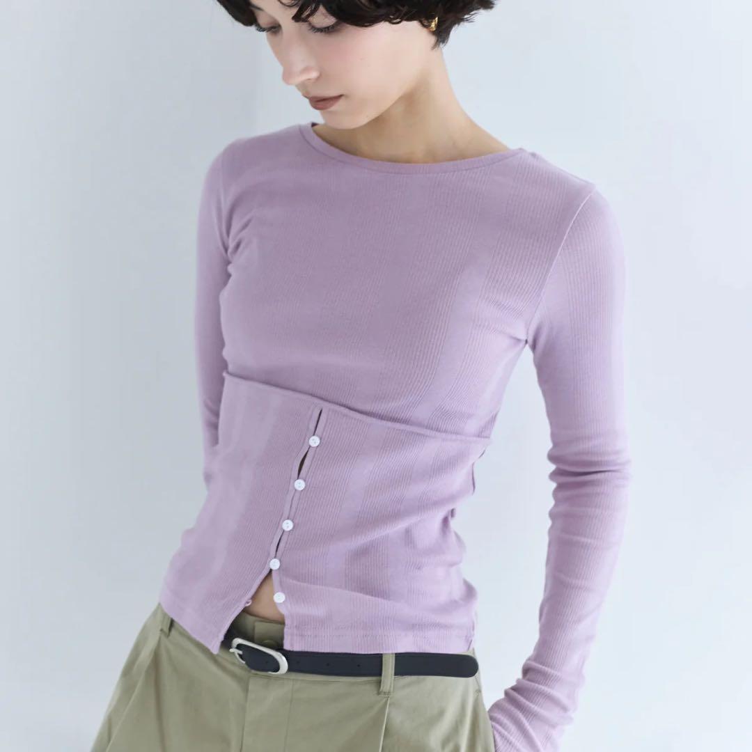 【新品タグ付き】Soft sheerランダムRIBコルセットトップス♡新色モーヴ