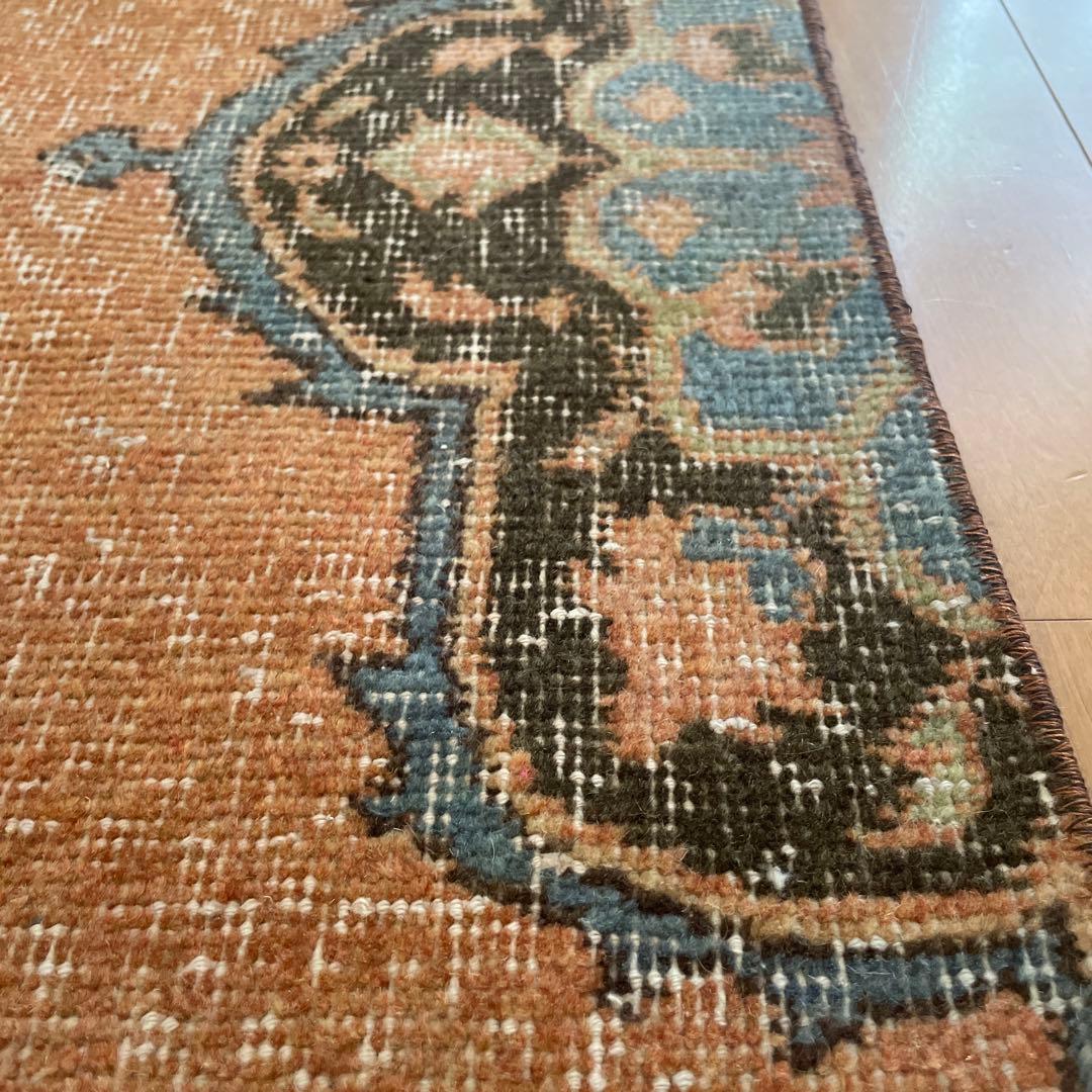 72×86 テラコッタカラー　オリエンタル柄 トルコヴィンテージラグ