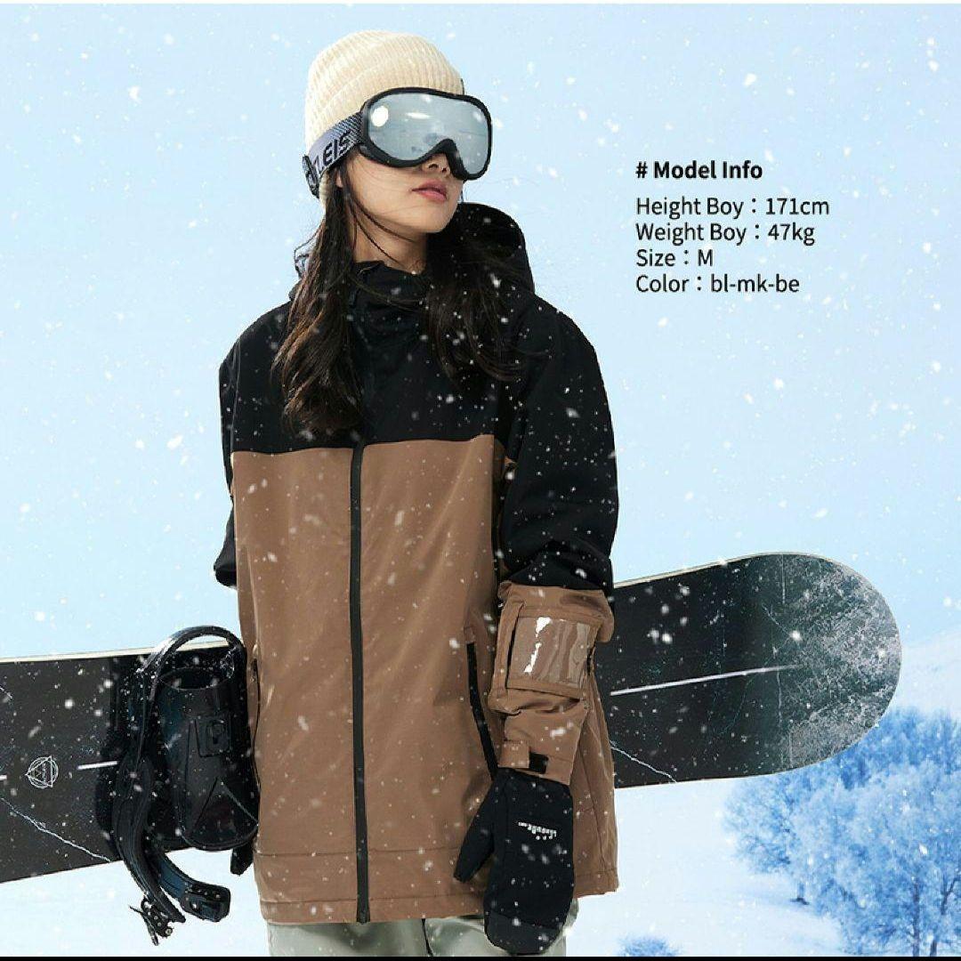 【美品】アクレイス　スノーボードウェア　上下セット　レディースM ブラック×モカ