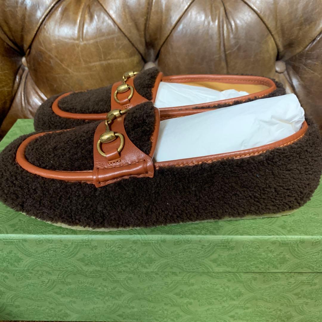 GUCCI ムートン ローファー ホースビット　BROWN 8