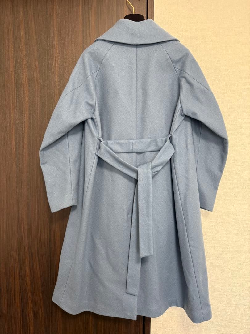 hevo ✴︎ブルー ダブルブレストコート✴︎ベルト付き