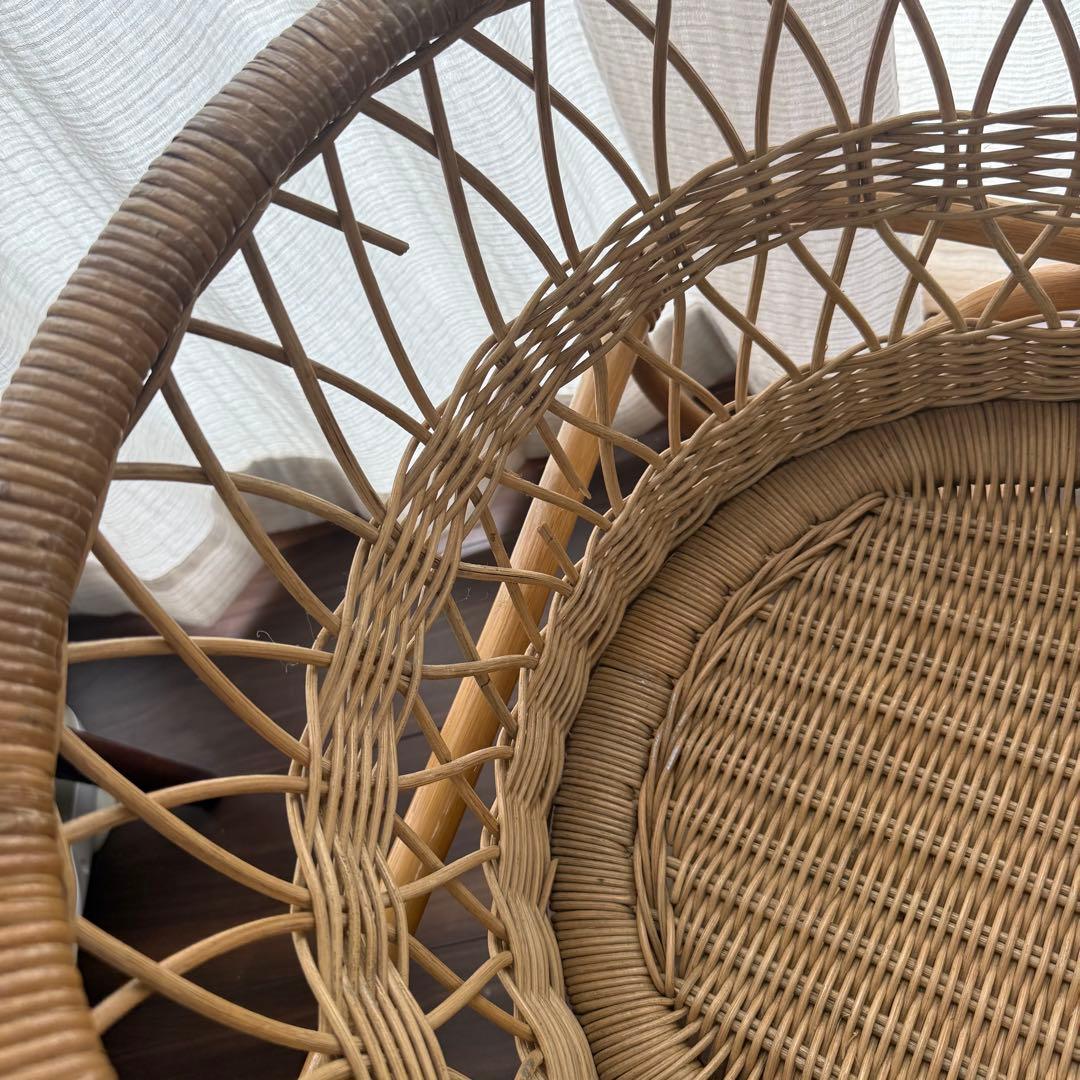 ラタン ゆりかご クーファン 外出 新生児 古道具 インテリア