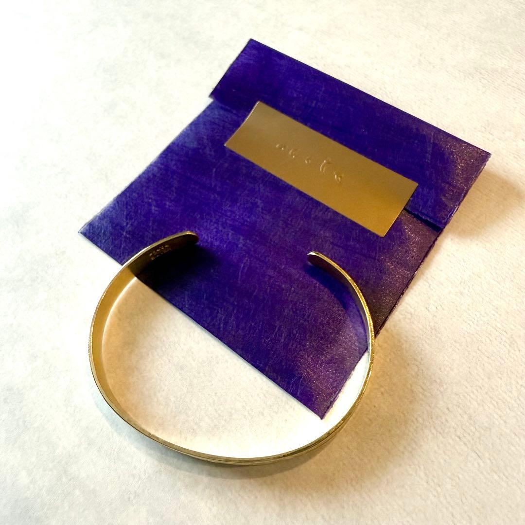 【美品】agete レリーフ入りバングル シルバー ゴールドメッキ