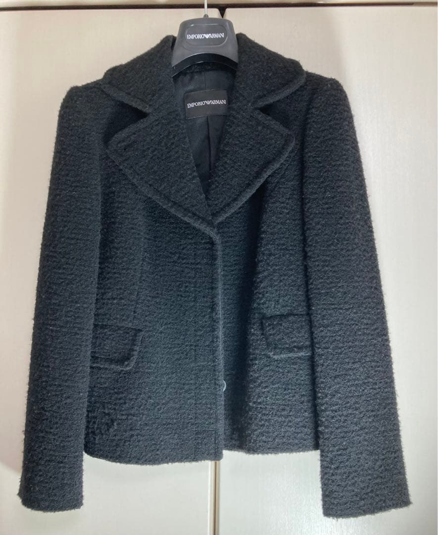 ☆エンポリオアルマーニ☆ ボア生地 ブラック テーラードジャケット